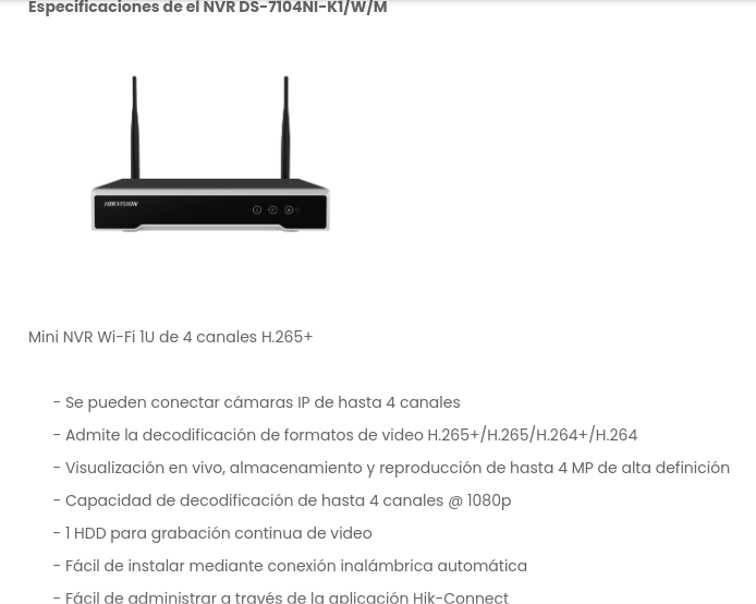 KIT IP HD 4 Canales Inalambrico Con Audio Hikvision