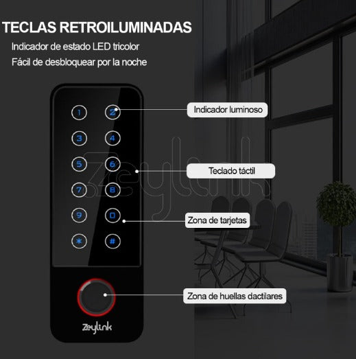 Control Acceso C350 Wifi Anti Vandalico Huella Ip68 13.56Mhz Mifare Zeylink