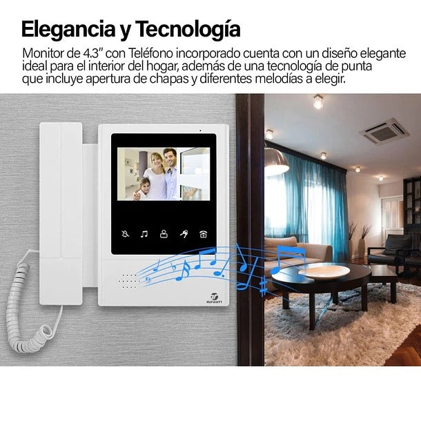Monitor Con Teléfono Pantalla Lcd 4.3" Hd Manos Libres