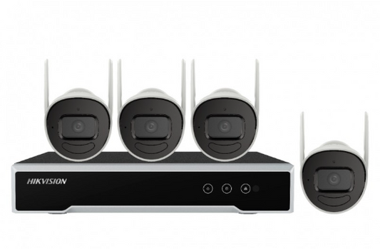KIT IP HD 4 Canales Inalambrico Con Audio Hikvision