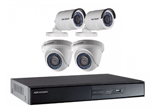 Kit Analogo 1080P DVR 4CH 2Domo+2Bala + 1TB Video Hikvision