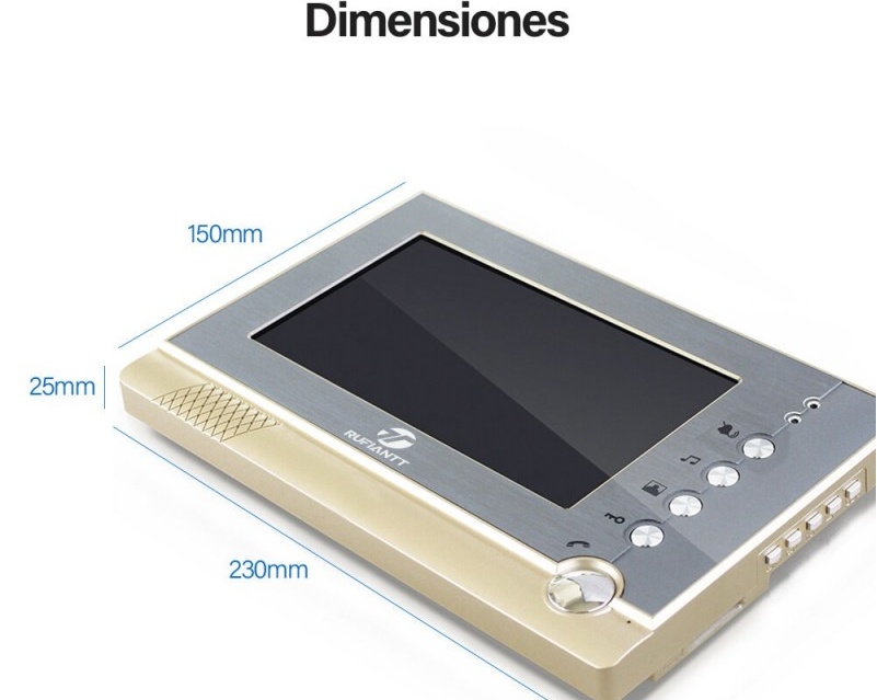 Monitor 7" Tft Lcd Color Interior Para Video Portero Hd Metálico