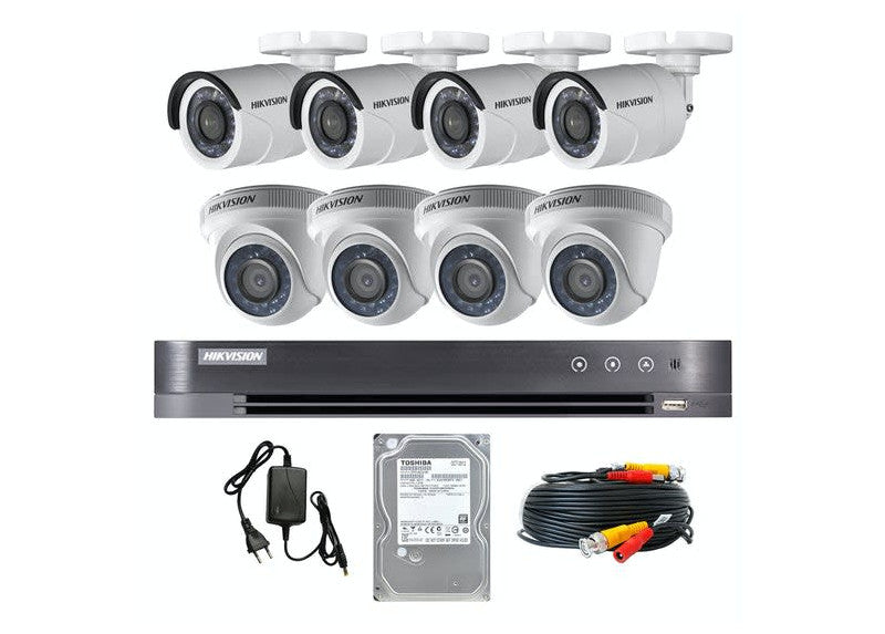 Kit Analogo 1080P DVR 8CH 4Domo+4Bala + 1TB Video Hikvision