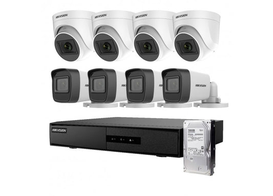 Kit Analogo 1080P DVR-M1 8CH 4Turret+4Bala + 1TB Video Hikvision